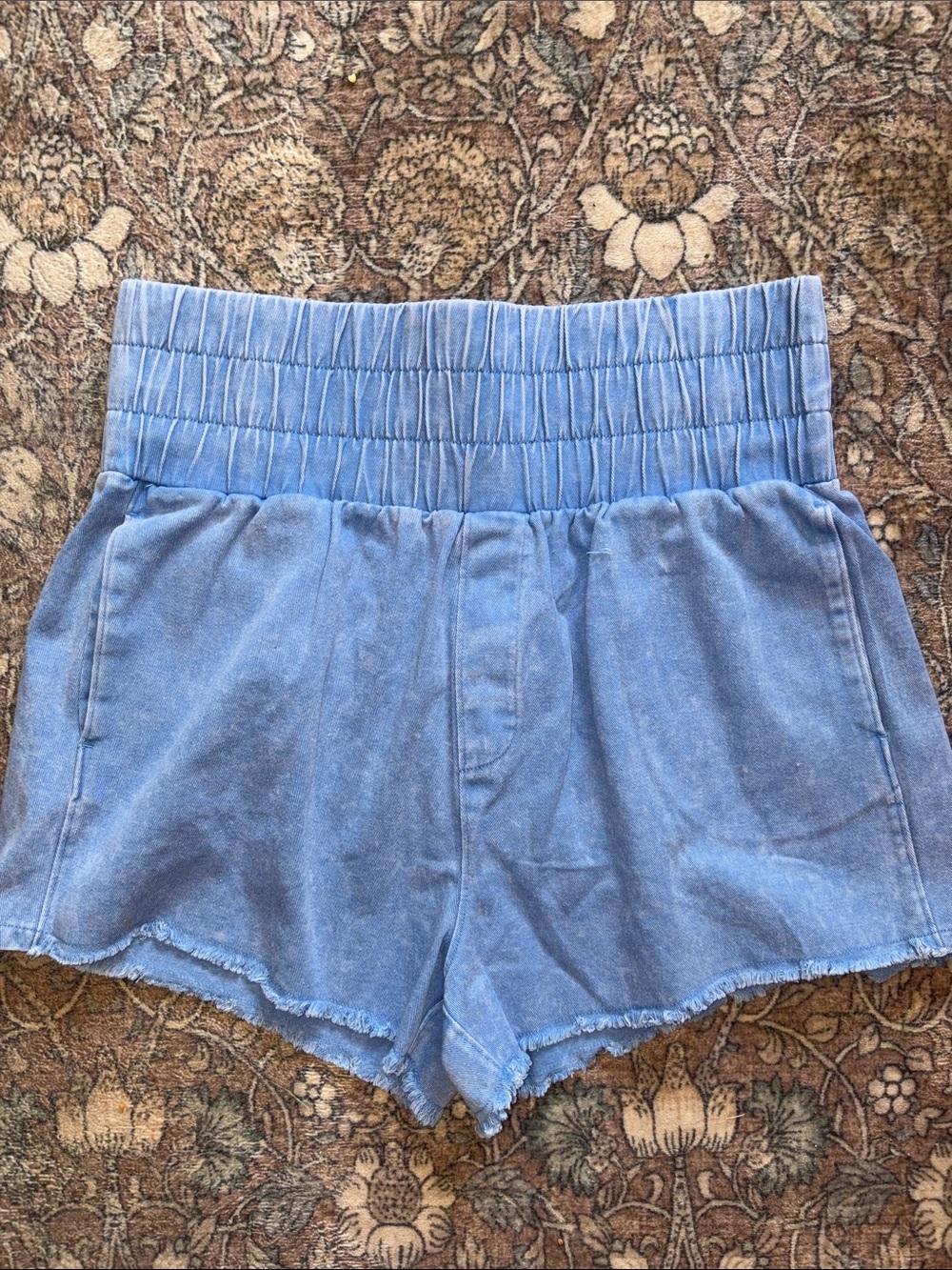Impressions High-Waist Elastic Blue Women's Shorts, Large, NWT